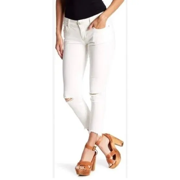 Free People Women’s White Distressed Skinny Jeans