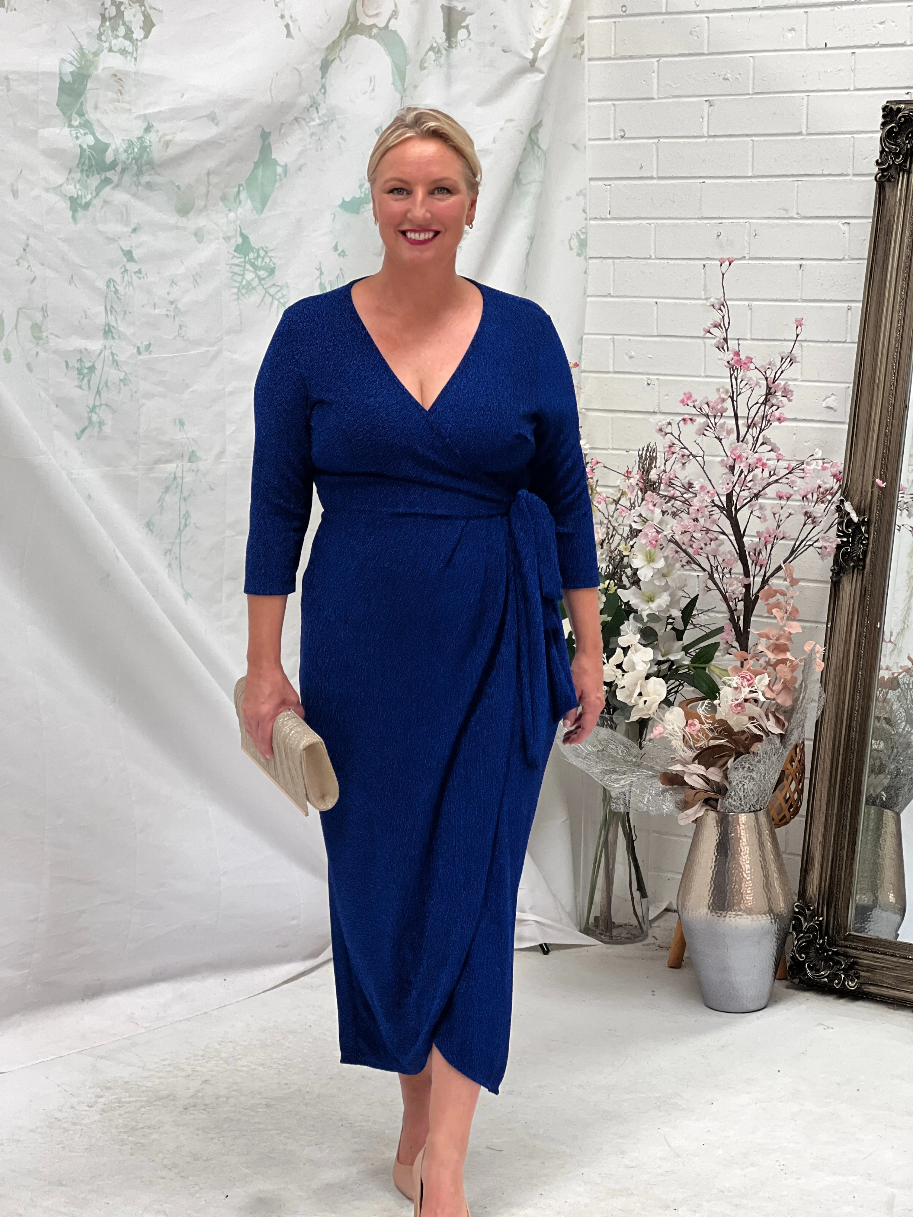 Odessa Royal Glitter Wrap Gown
